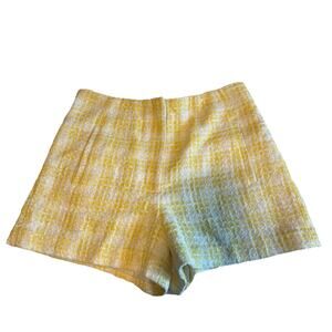 Veronica Beard White/Yellow Plaid Jazmin Tweed Shorts Women’s Size 4